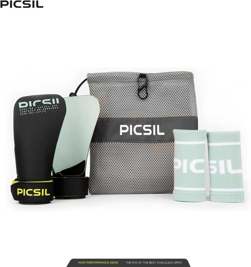 PICSIL Hawk Grips+ Wristbands + Bag, Use Without Magnesium, Grip on All Supercies and Bars, Designed for All Athletes, Crosstraining Gloves - Image 2